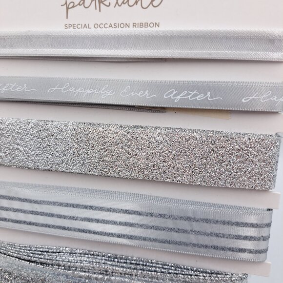 75 YDs Total Of Special Occasion Wedding Anniversary Silver Glitter Ribbon Sets - Picture 3 of 7